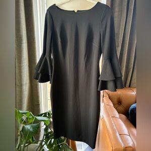 Calvin Klein Black Ruffle Sleeve Dress